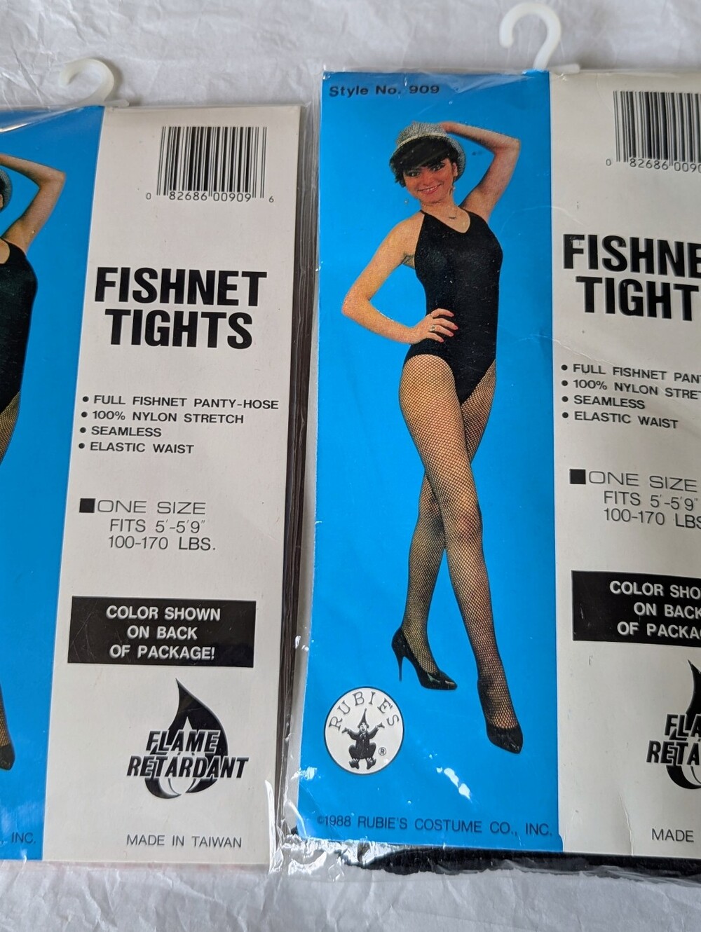 Vintage Two Pairs 1988 Costume Fishnet Stockings (1 black, 1 red)
